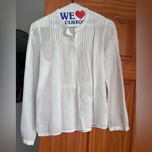 Isabel Marant white embroidered and pleated cinched blouse